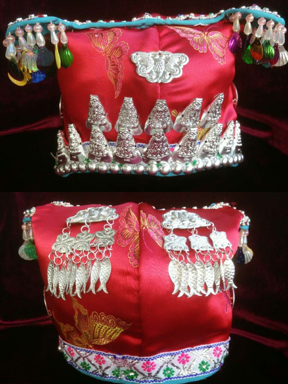 苗族手工儿童婴儿帽(适合满月,百天,生日,拍照送礼!